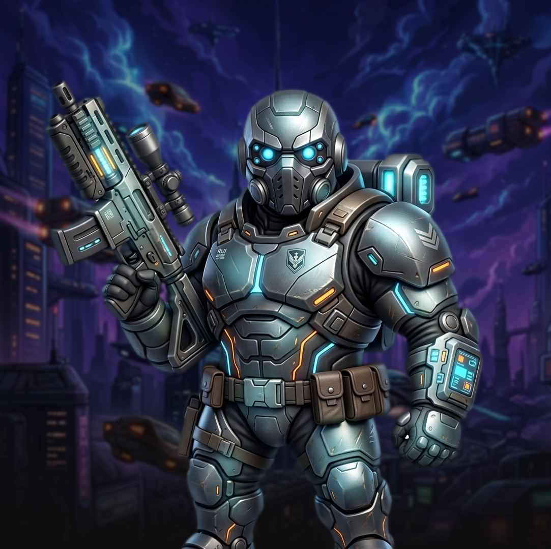 Future cyberpunk soldier