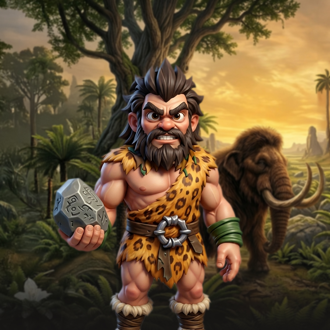Caveman with mammoth